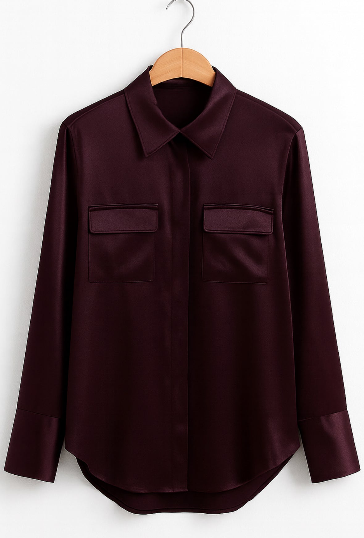 Blusa satén color vino