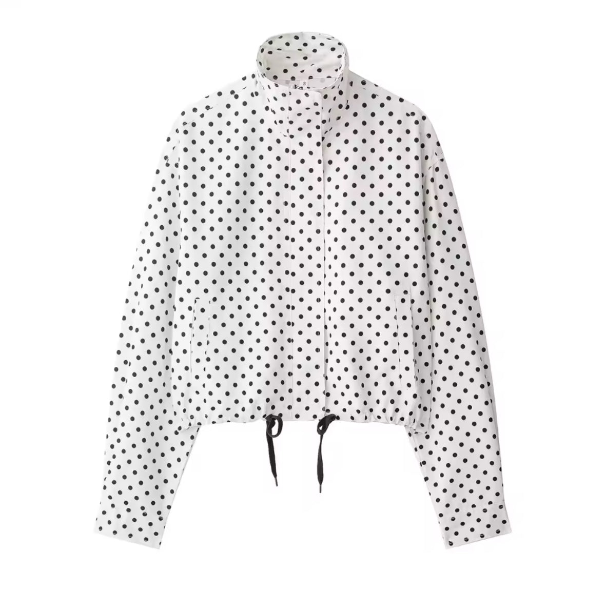 Abrigos corto con estampado de lunares para mujer, chaquetas de manga larga de talle alta para mujer, prendas de vestir exteriores informales elegantes