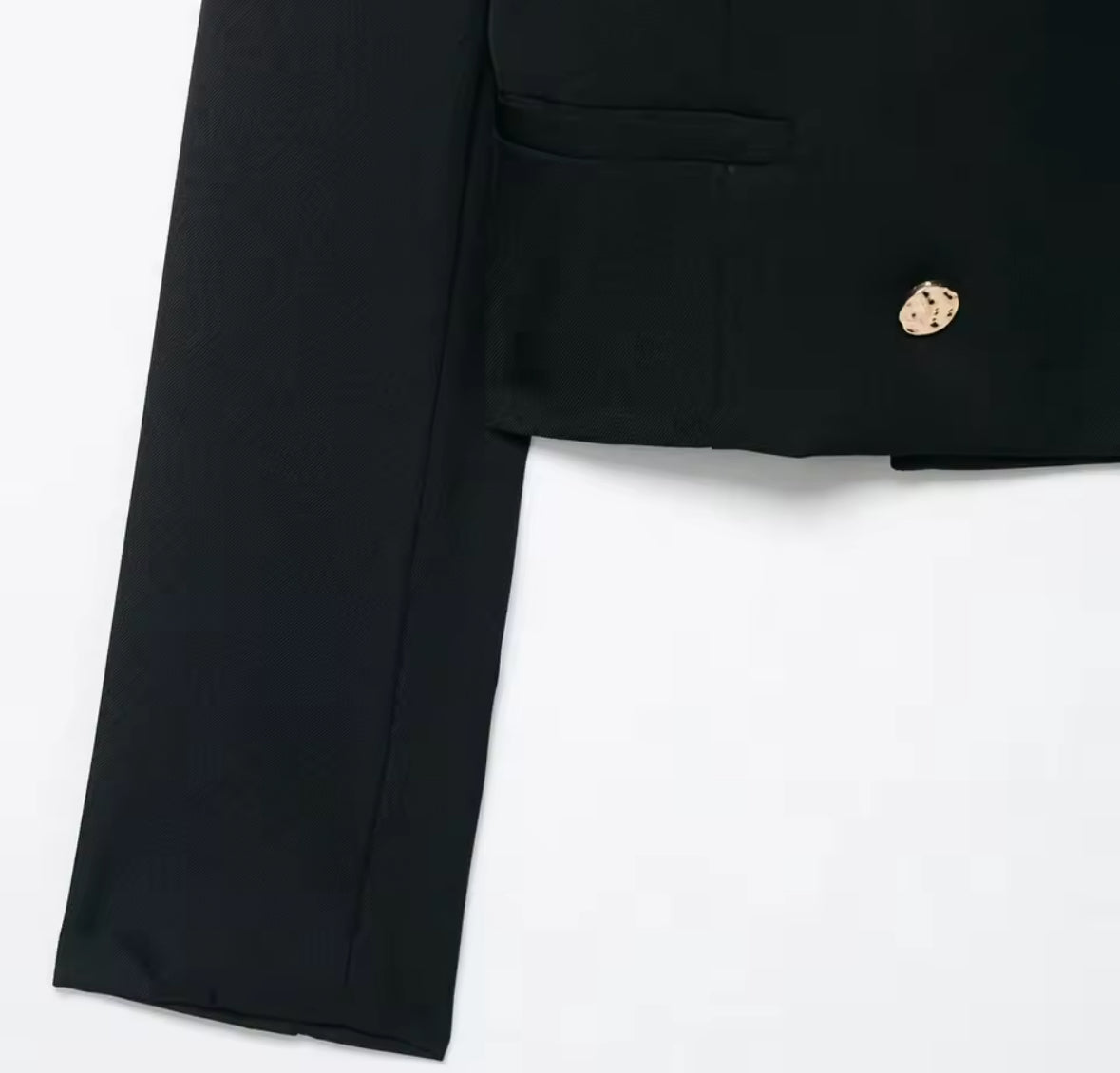 Blazers lisos de manga larga con cuello redondo y doble botonadura para mujer, chaqueta corta ajustada con botones de Metal para oficina