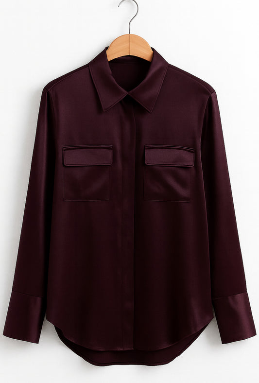 Blusa satén color vino