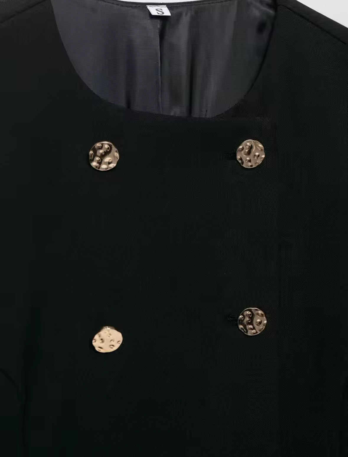 Blazers lisos de manga larga con cuello redondo y doble botonadura para mujer, chaqueta corta ajustada con botones de Metal para oficina