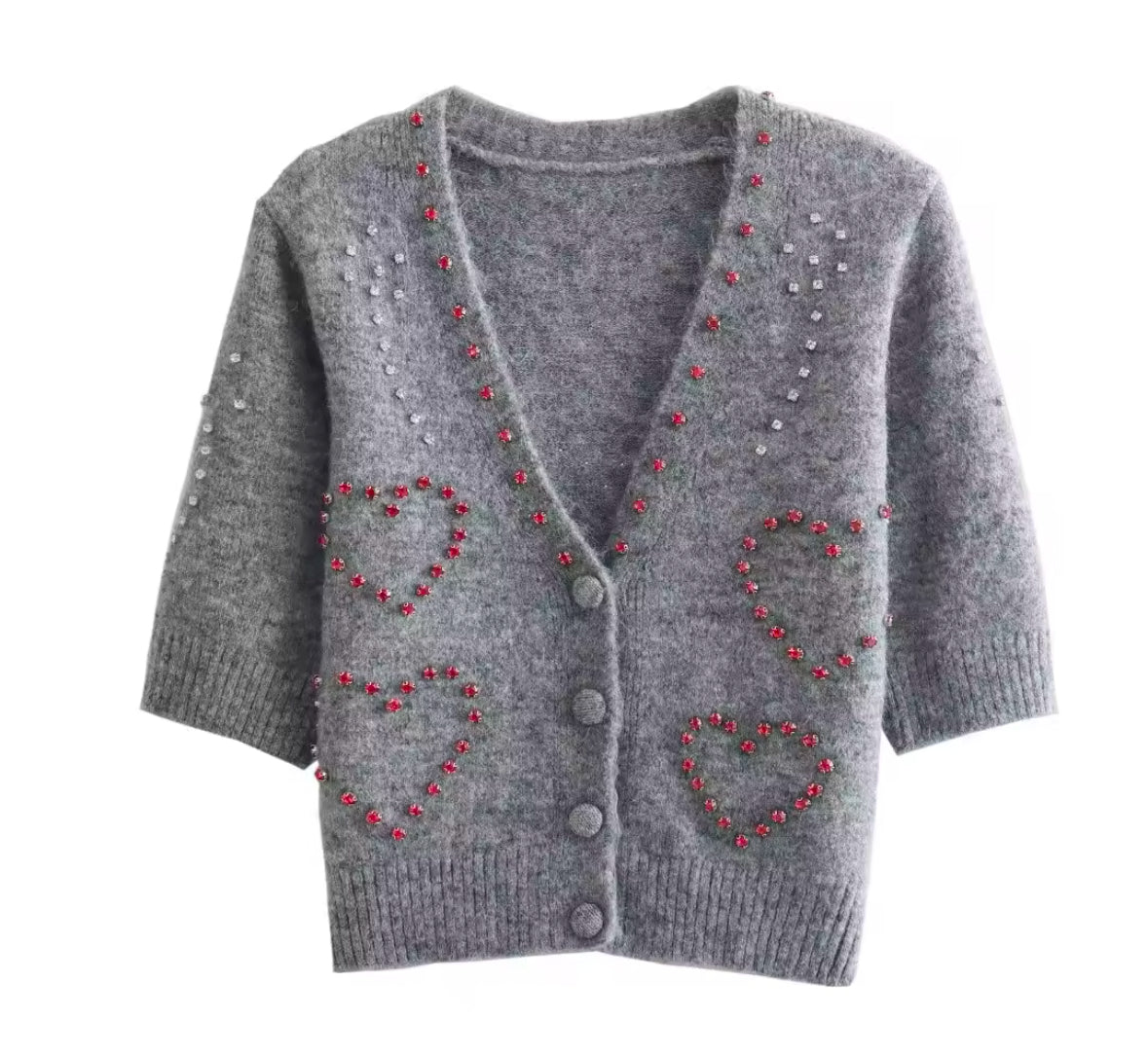 cárdigan de punto gris Love para mujer