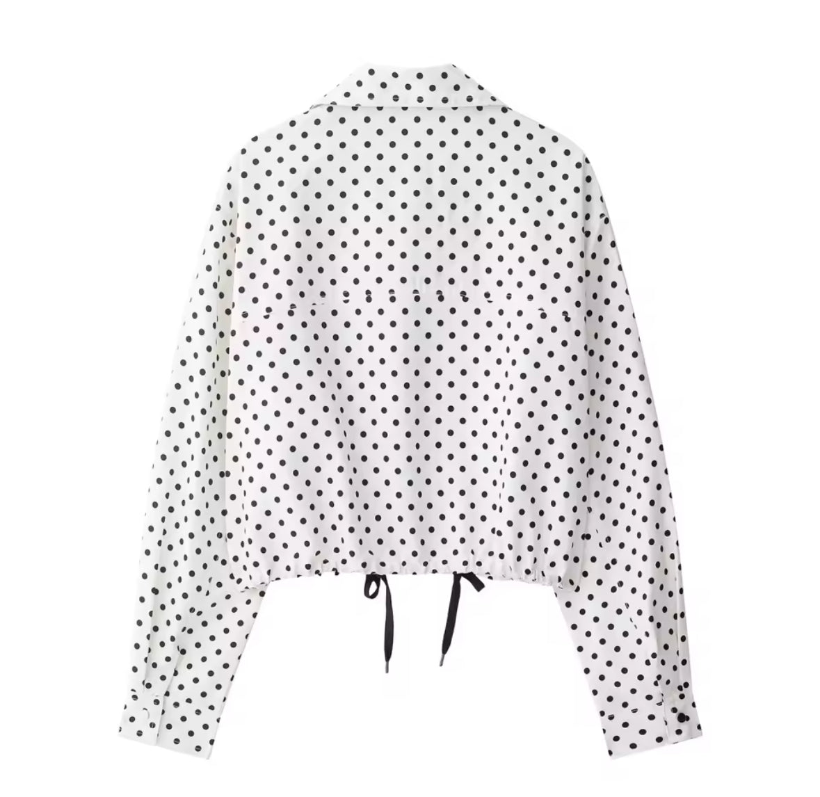 Abrigos corto con estampado de lunares para mujer, chaquetas de manga larga de talle alta para mujer, prendas de vestir exteriores informales elegantes