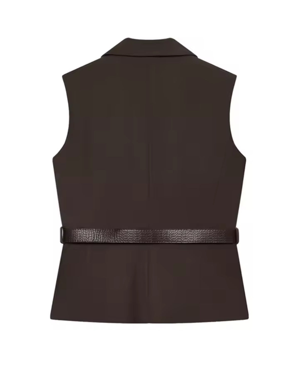chaleco solapa cuello sin mangas bolsillos delanteros